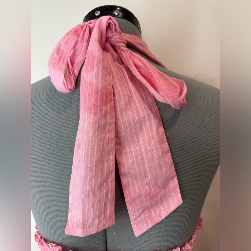 Loveshack fancy Deanna Cotton Pink han dye Striped Halter Dress - Picture 5 of 15